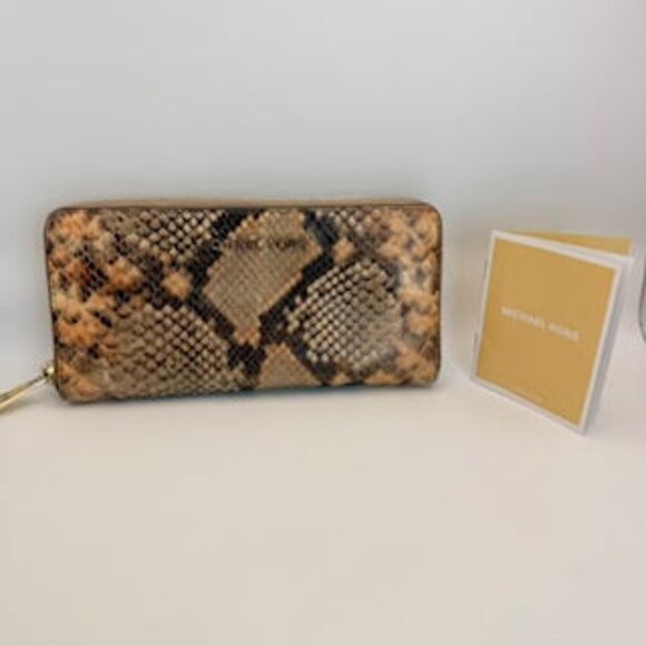 Michael Kors Snakeskin-embossed leather Continental Zip Wallet - Picture 2 of 9
